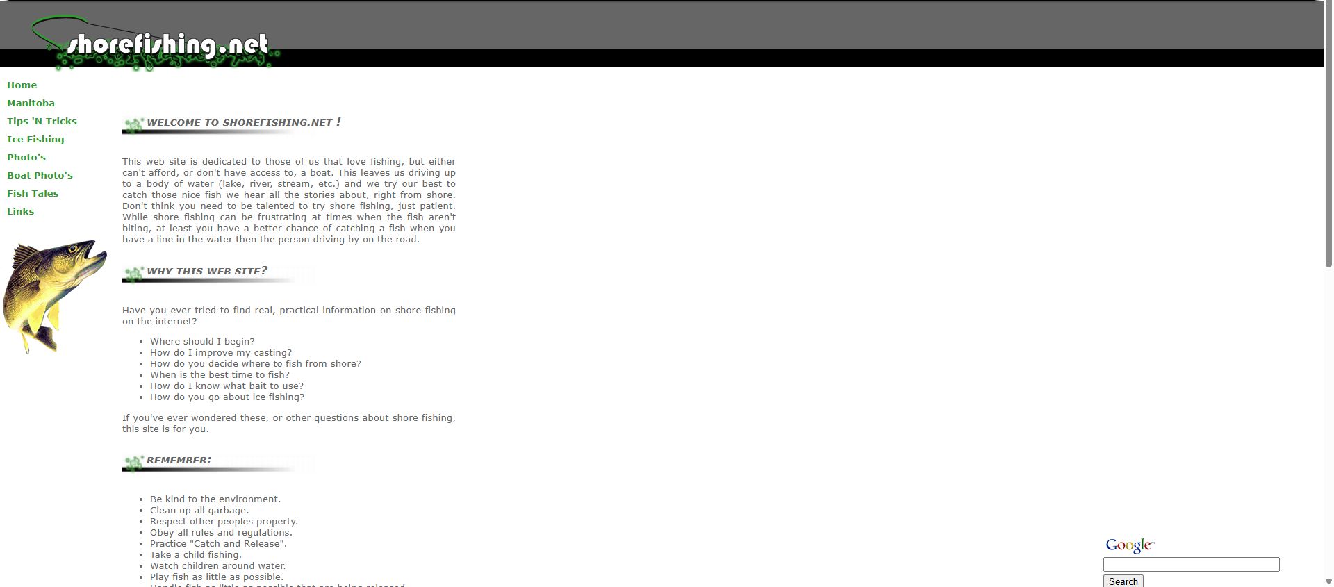 2007 ShoreFishing.net screenshot